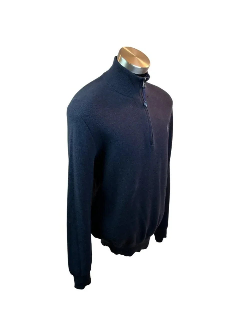 Polo Ralph Lauren Mens Large Navy Pima Cotton Half-Zip Sweater
